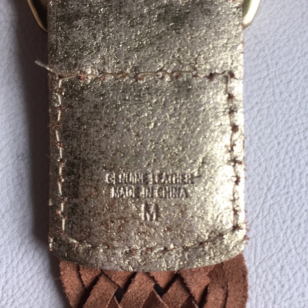 Genuine leather gold braided weave belt - Picture 5 of 5